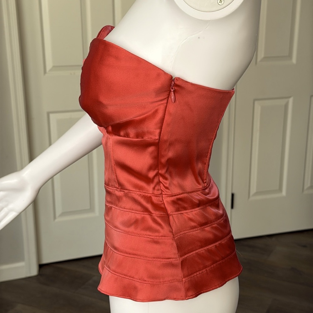 Arden B Orange Corset Strapless Sweetheart Neckline Silk Top Lined Side Zip XS - Picture 4 of 7